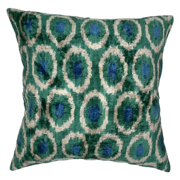 Canvello Light Blue Velvet Ikat Pillow - 16'' X 16'' - The Mayfair Hall