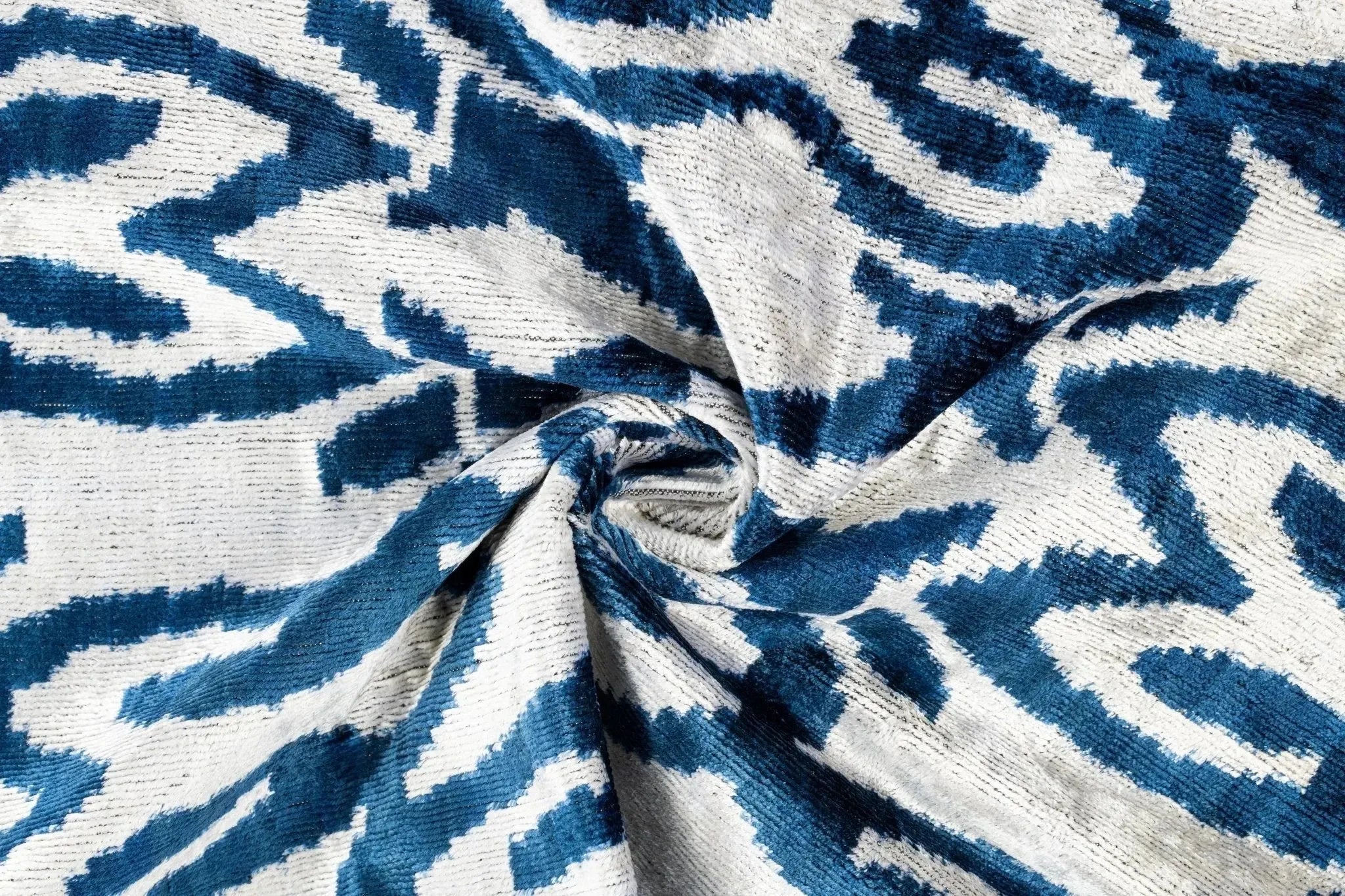 Canvello Luxurious 16x24 Handmade Velvet Silk Pillow with Premium Down Feather Insert - Blue Geometric - The Mayfair Hall