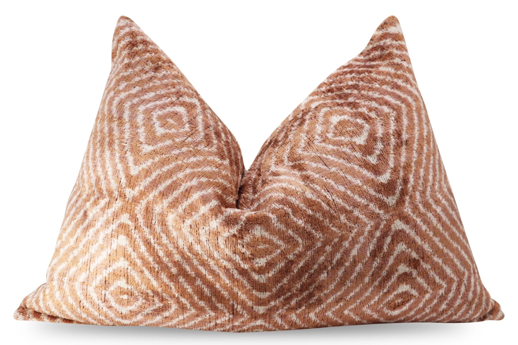 Silk Velvet Throw Pillow in Brown with Down Insert (40 x 60 cm)