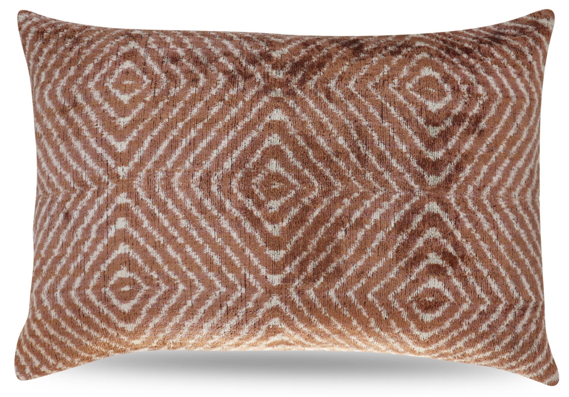 Silk Velvet Throw Pillow in Brown with Down Insert (40 x 60 cm)
