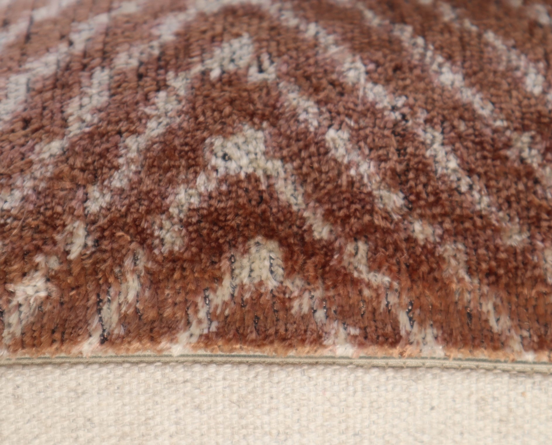 Silk Velvet Throw Pillow in Brown with Down Insert (40 x 60 cm)