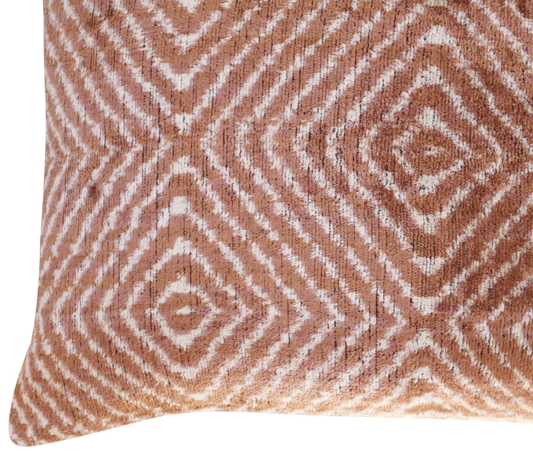 Silk Velvet Throw Pillow in Brown with Down Insert (40 x 60 cm)
