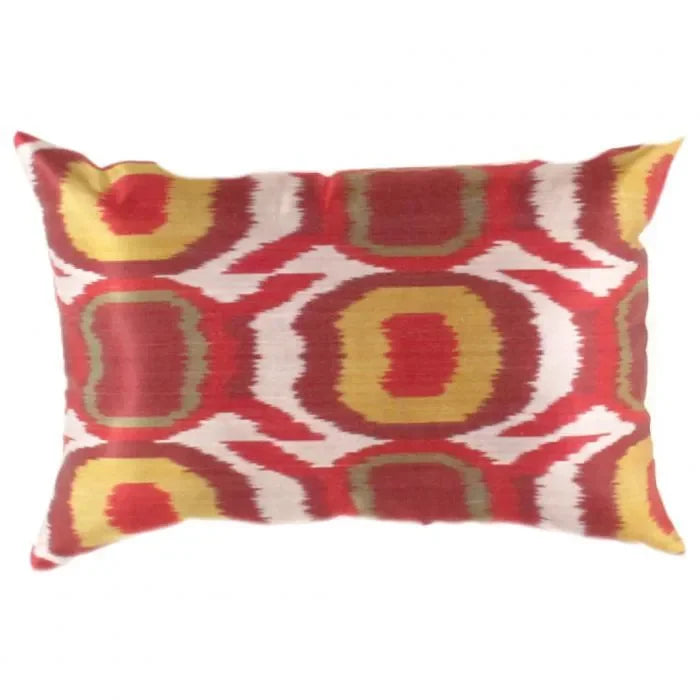 Canvello Multi Color Turkish Rust Silk ikat pillow - 16'' X 24'' - The Mayfair Hall