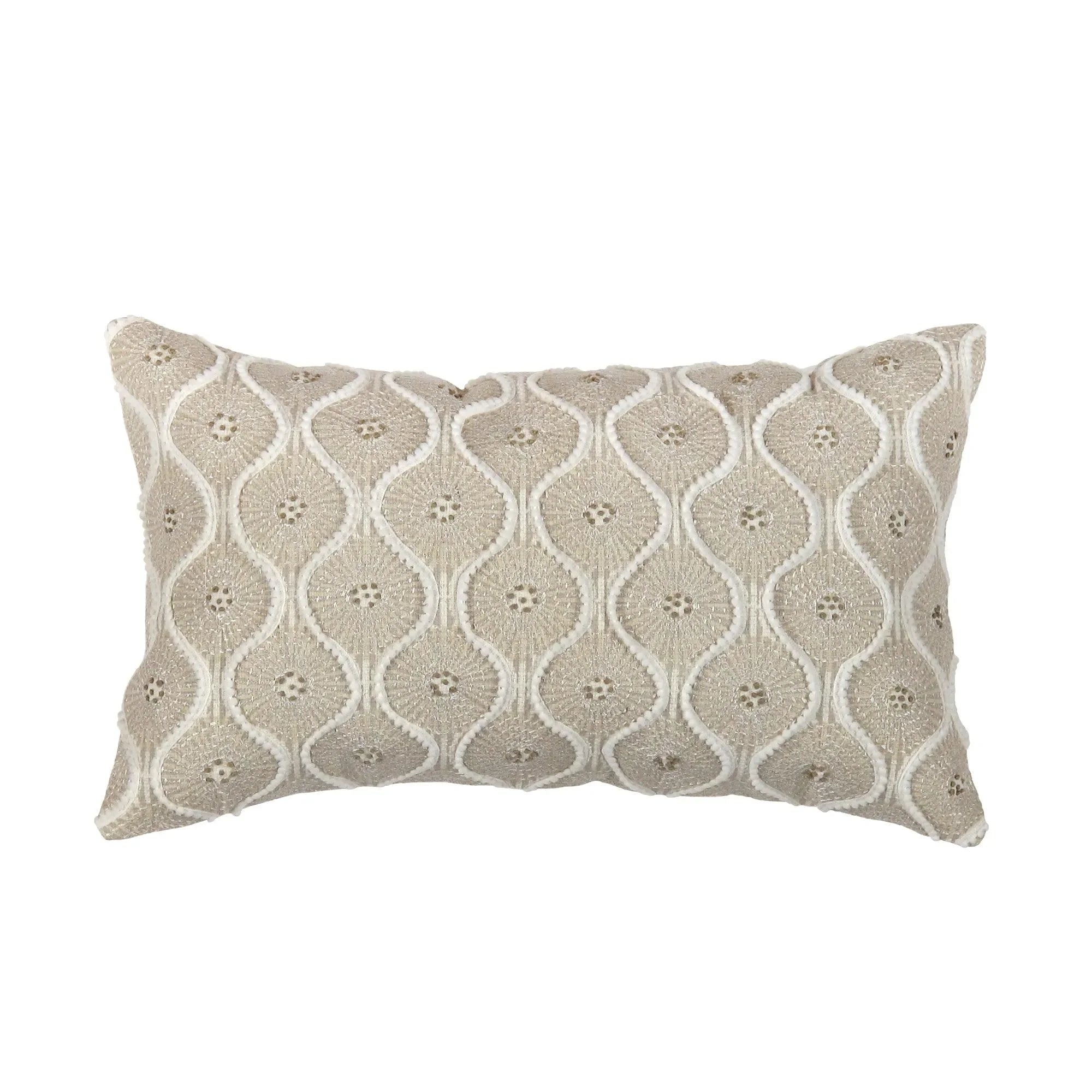 Canvello Naples Embroidered Pillow, Beige/Ivory - The Mayfair Hall