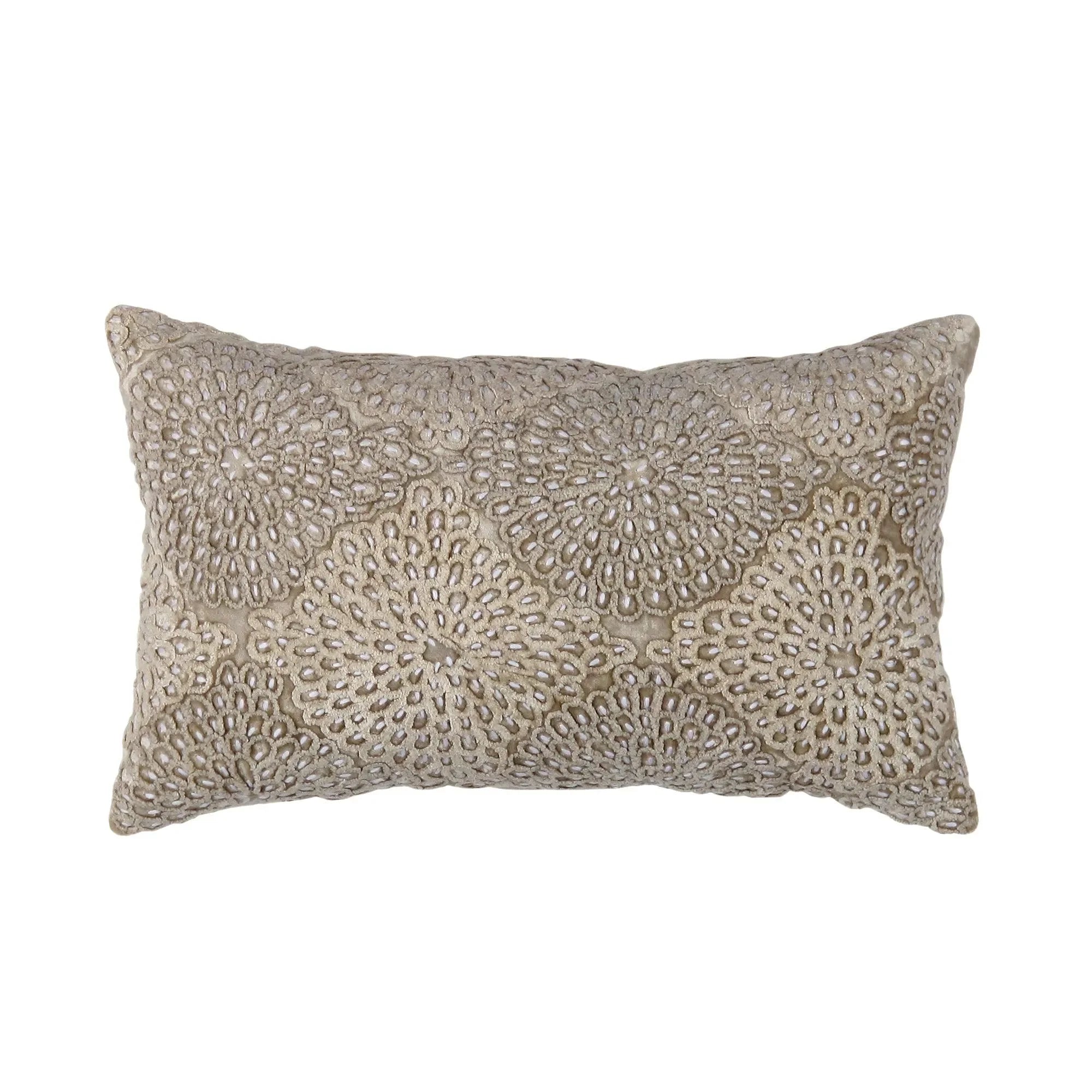 Canvello Naples Embroidered Pillow, Beige/Taupe - The Mayfair Hall