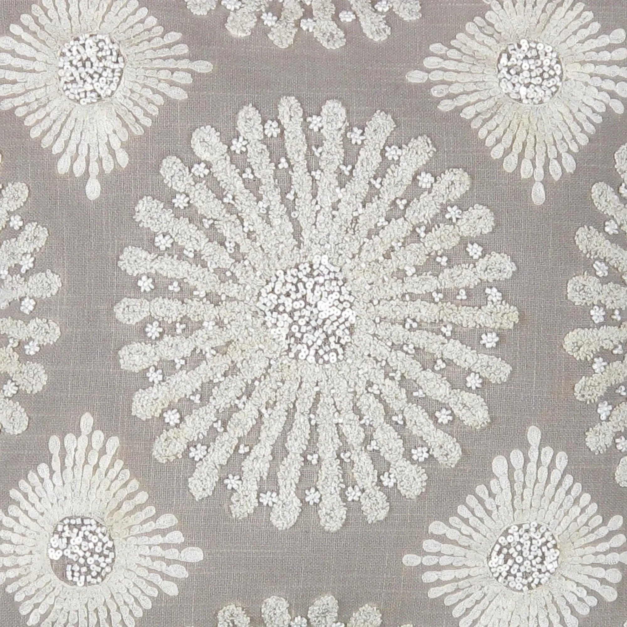 Canvello Naples Embroidered Pillow, Grey/Ivory - The Mayfair Hall