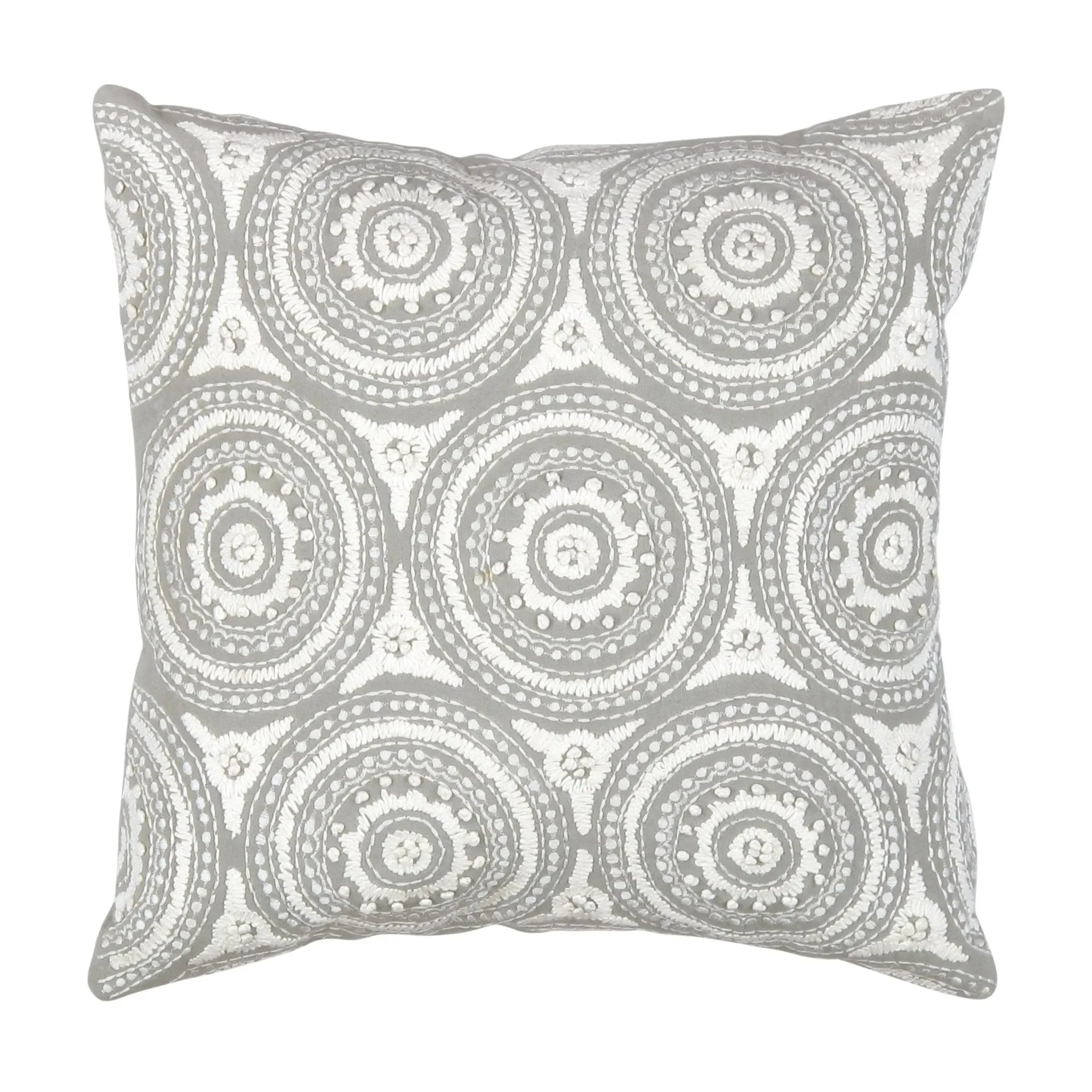 Canvello Naples Embroidered Pillow, Grey/Ivory - The Mayfair Hall