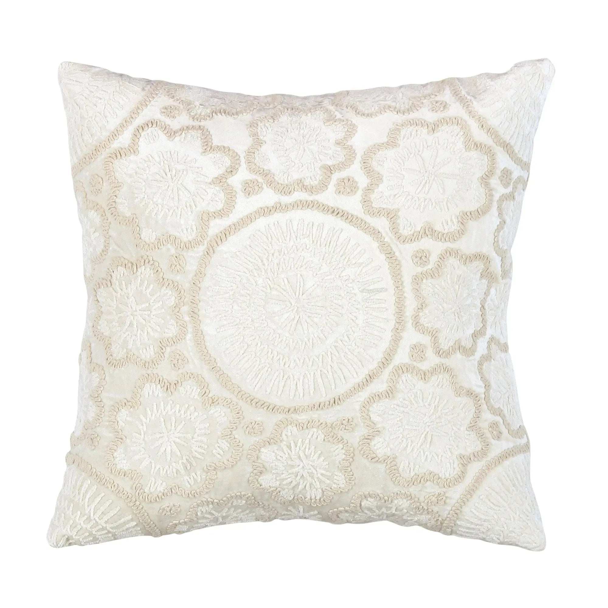 Canvello Naples Embroidered Pillow, Ivory/Beige - The Mayfair Hall