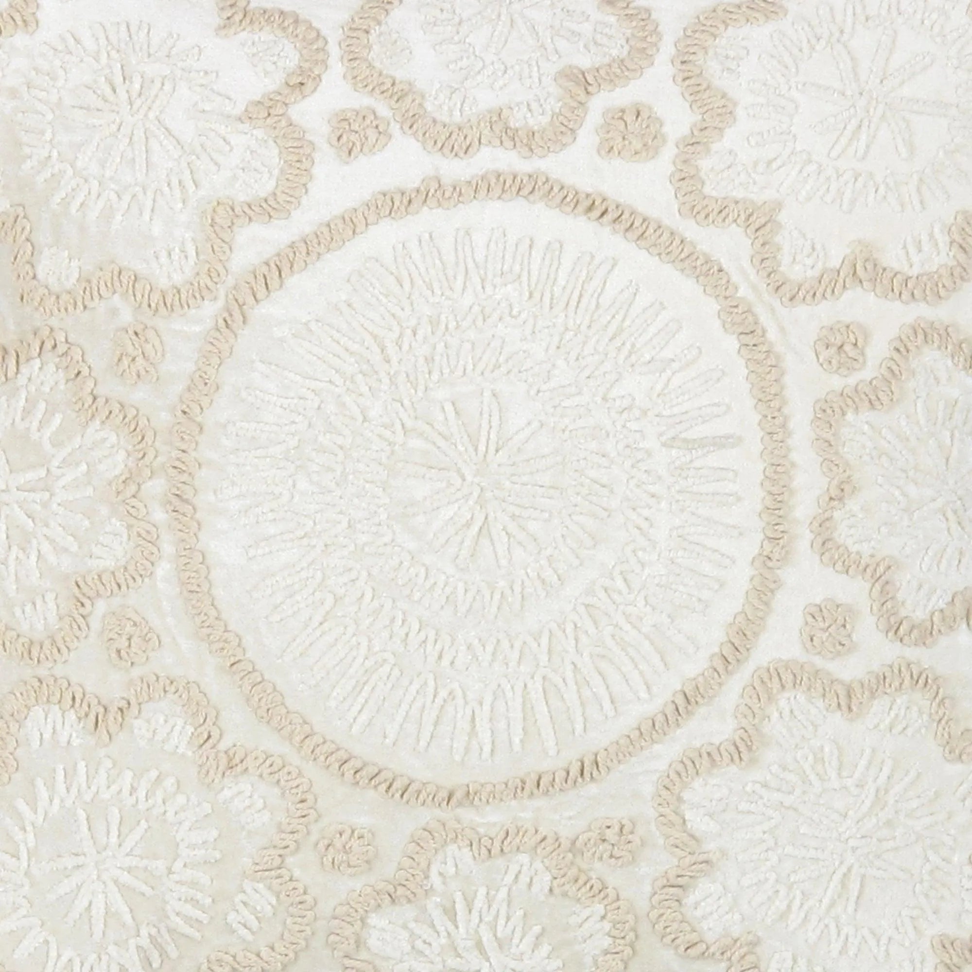 Canvello Naples Embroidered Pillow, Ivory/Beige