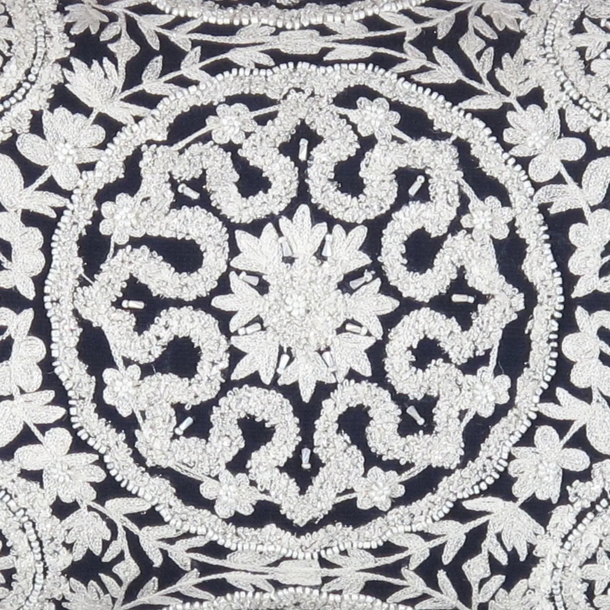 Canvello Naples Embroidered Pillow, Navy/Taupe - The Mayfair Hall