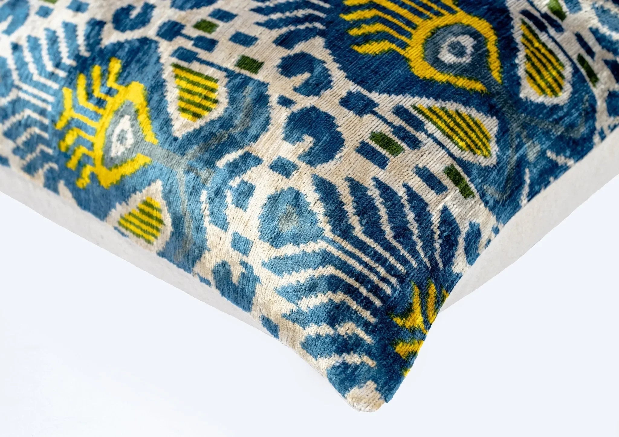 Canvello Organic Handmade Silk Velvet Pillow: 16x24 Inches with Premium Down Feather Insert - Luxury Blue Gold - The Mayfair Hall