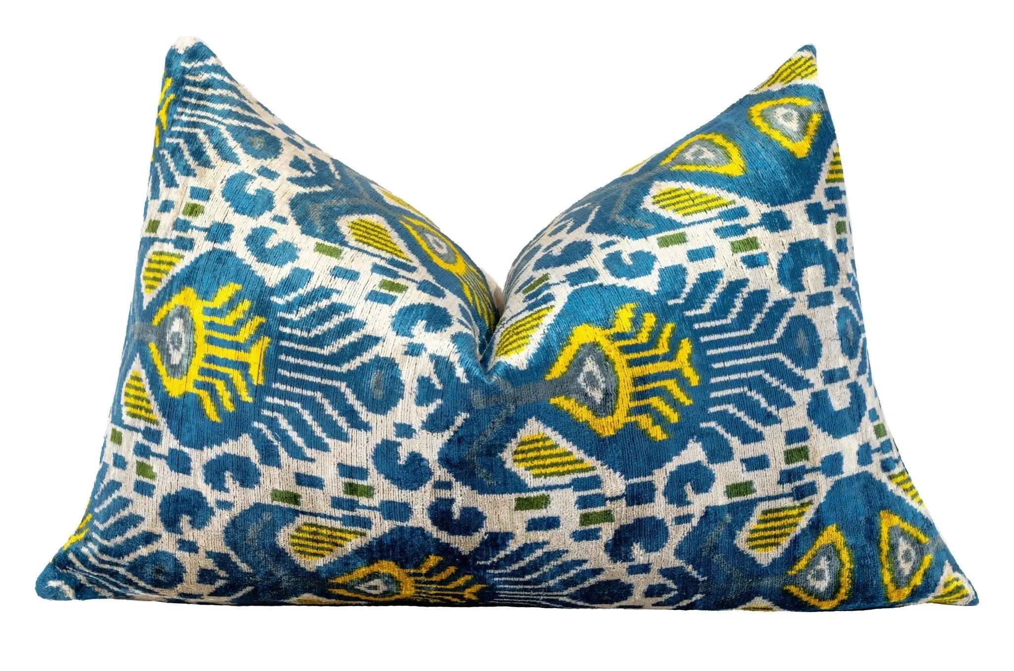 Canvello Organic Handmade Silk Velvet Pillow: 16x24 Inches with Premium Down Feather Insert - Luxury Blue Gold - The Mayfair Hall