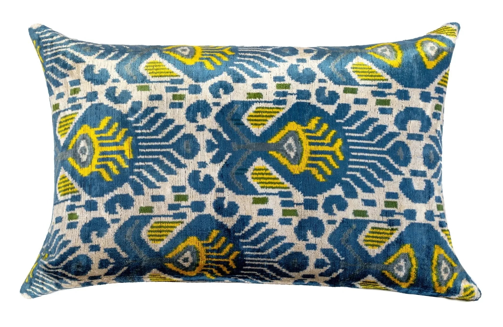 Canvello Organic Handmade Silk Velvet Pillow: 16x24 Inches with Premium Down Feather Insert - Luxury Blue Gold - The Mayfair Hall