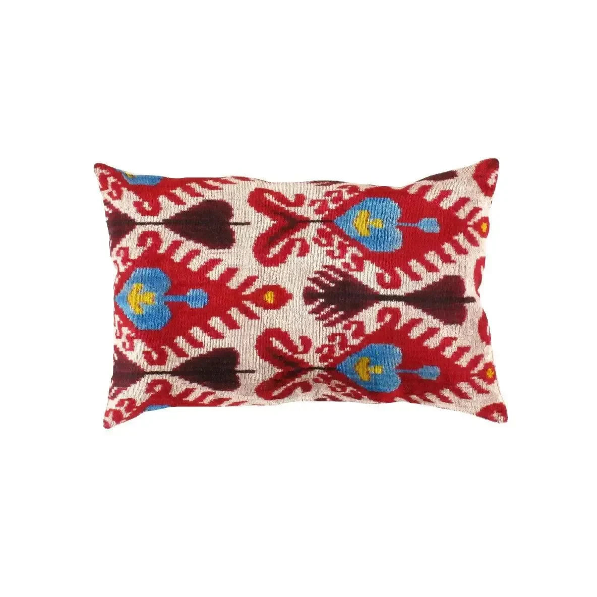 Canvello Silk Red And Blue Throw Pillows - 16"x24" (TI-107) - The Mayfair Hall
