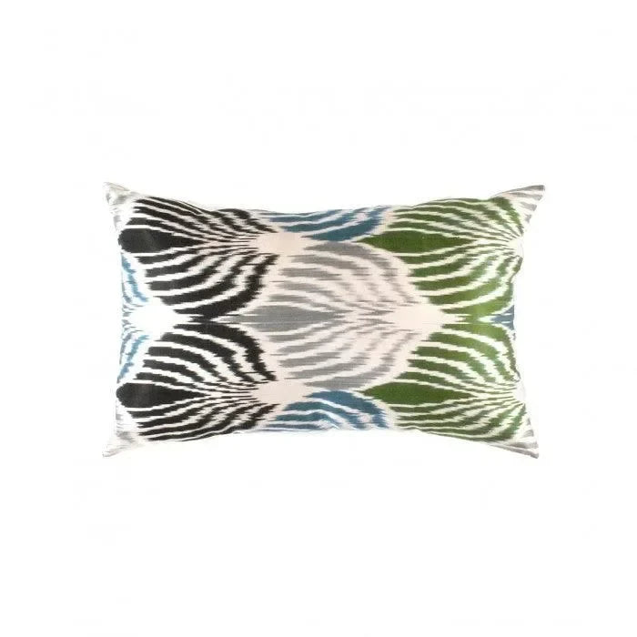 Canvello Turkish Grean Silk IKAT Pillow - 16" X 24" - The Mayfair Hall