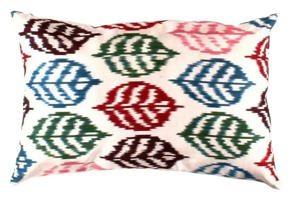 Canvello Turkish Silk Ikat White Throw Pillow - TI 28 - The Mayfair Hall