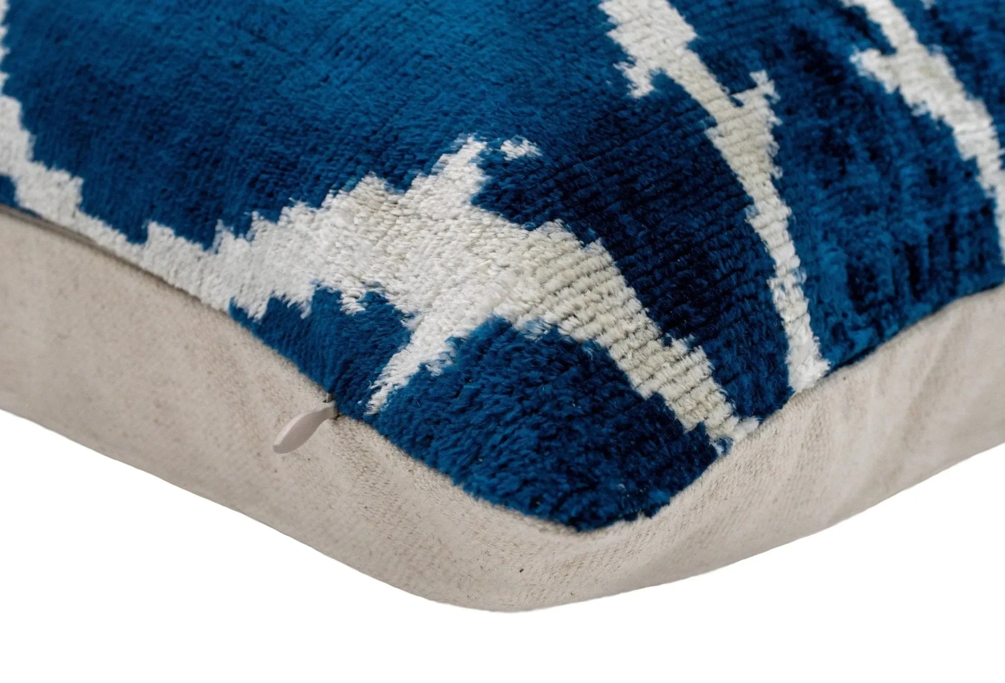 Canvello Unique THROW PILLOW + Down INSERT, Couch Cushion, Handmade Luxury Fabric, Decorative Super Soft Silk Velvet Navy Blue 16x24 in - The Mayfair Hall