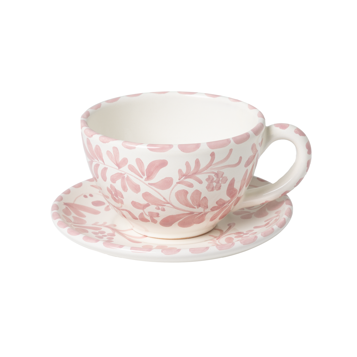 Amalfi Hand-Painted Coffee Cup with Saucer in Rosa by Piano Piano