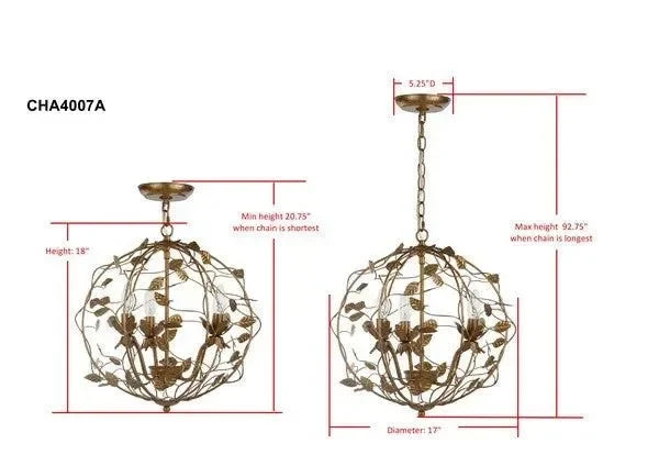 Austen Metal Cage Chandelier in Gold Leaf - The Mayfair Hall