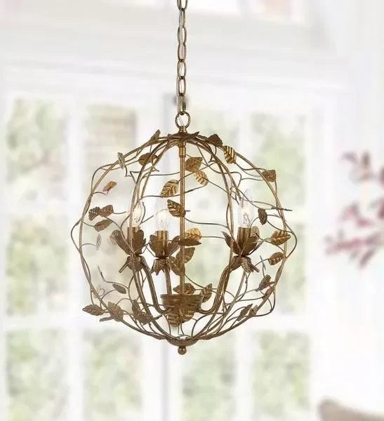 Austen Metal Cage Chandelier in Gold Leaf - The Mayfair Hall
