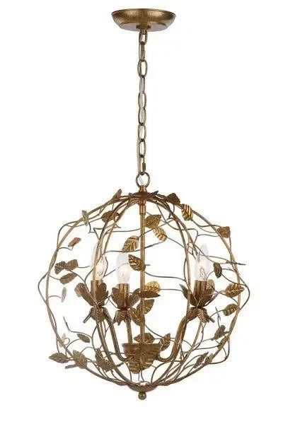 Austen Metal Cage Chandelier in Gold Leaf - The Mayfair Hall