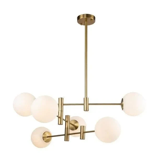 Gideon Steel Chandelier in Antique Gold with Glass Spheres - The Mayfair Hall