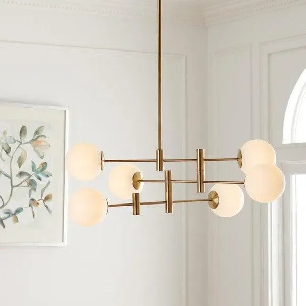 Gideon Steel Chandelier in Antique Gold with Glass Spheres - The Mayfair Hall