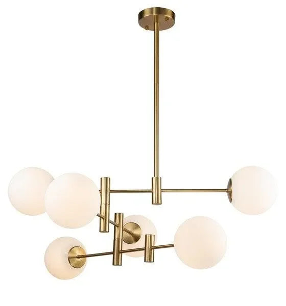Gideon Steel Chandelier in Antique Gold with Glass Spheres - The Mayfair Hall