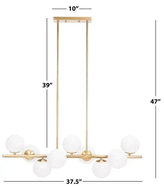 Imara Antique Gold Frame Chandelier in White Globe Shades - The Mayfair Hall