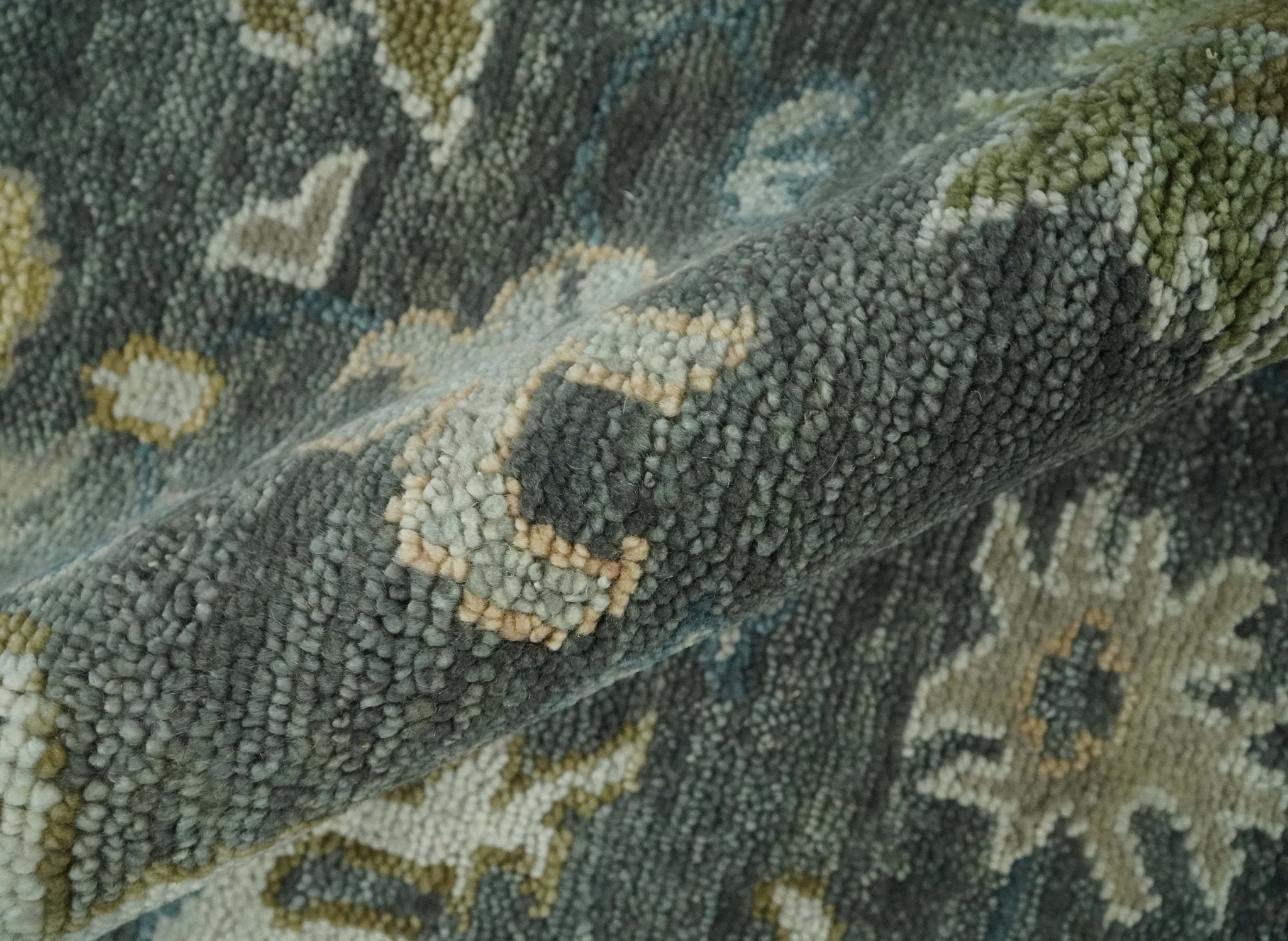 Charcoal and Ivory Hand Knotted 6x9, 8x10, 9x12, 10x14 and 12x15 Traditional Persian Oushak Wool Rug | TRDCP817 - The Rug Decor