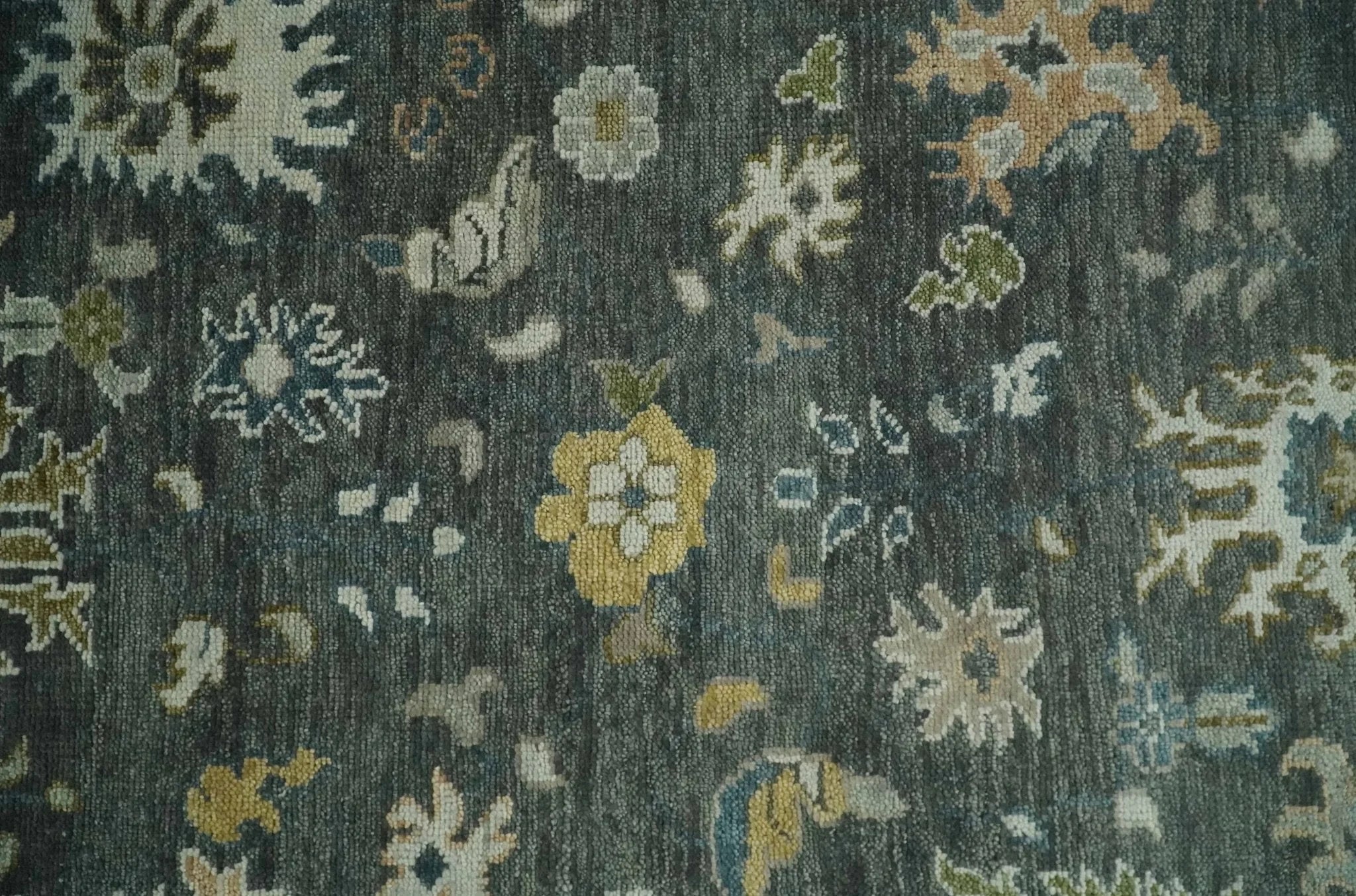 Charcoal and Ivory Hand Knotted 6x9, 8x10, 9x12, 10x14 and 12x15 Traditional Persian Oushak Wool Rug | TRDCP817 - The Rug Decor