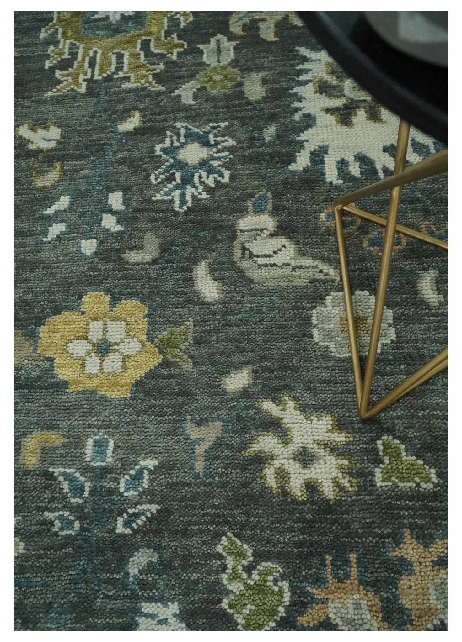 Charcoal and Ivory Hand Knotted 6x9, 8x10, 9x12, 10x14 and 12x15 Traditional Persian Oushak Wool Rug | TRDCP817 - The Rug Decor