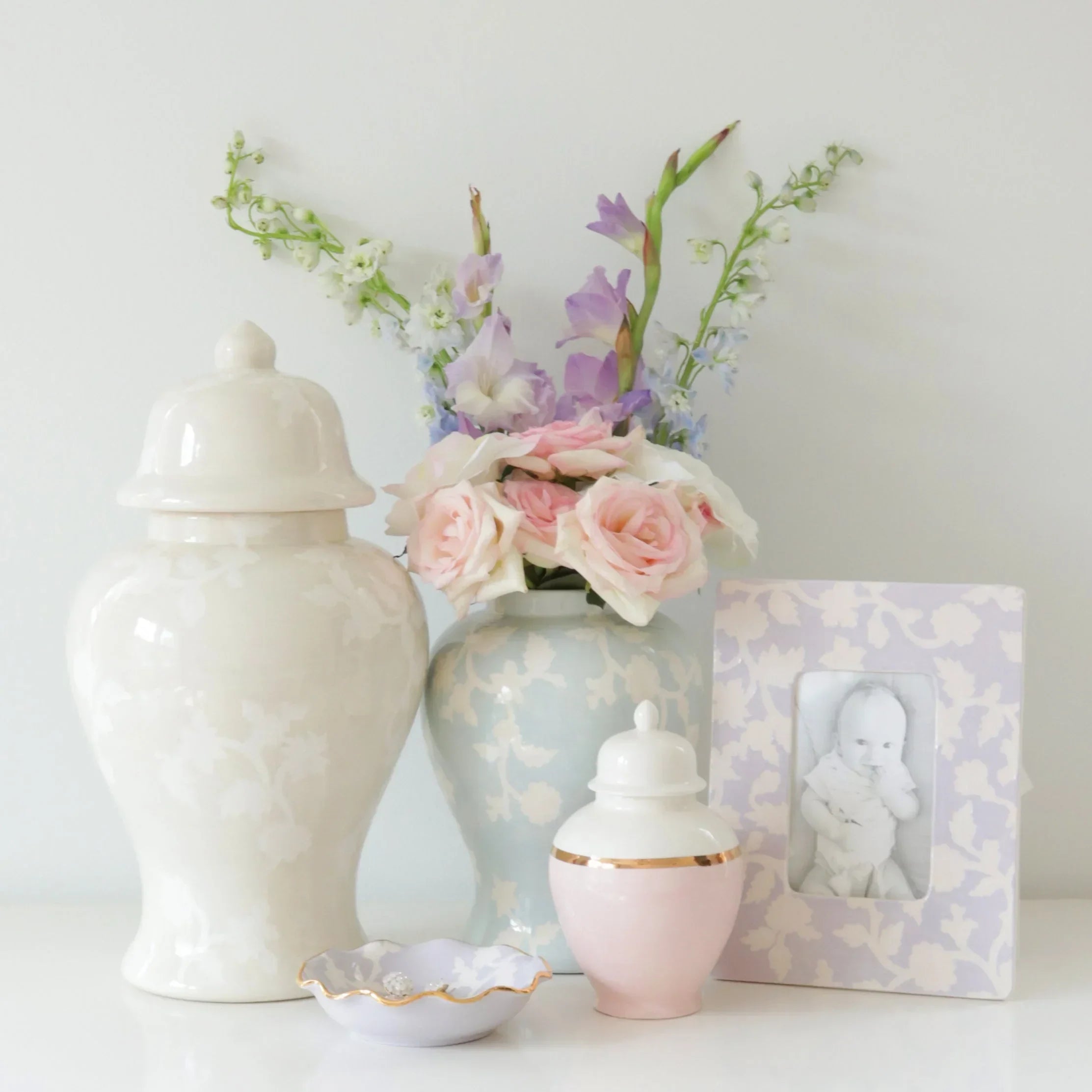 Chinoiserie Dreams Ginger Jars in Hydrangea Light Blue - The Mayfair Hall