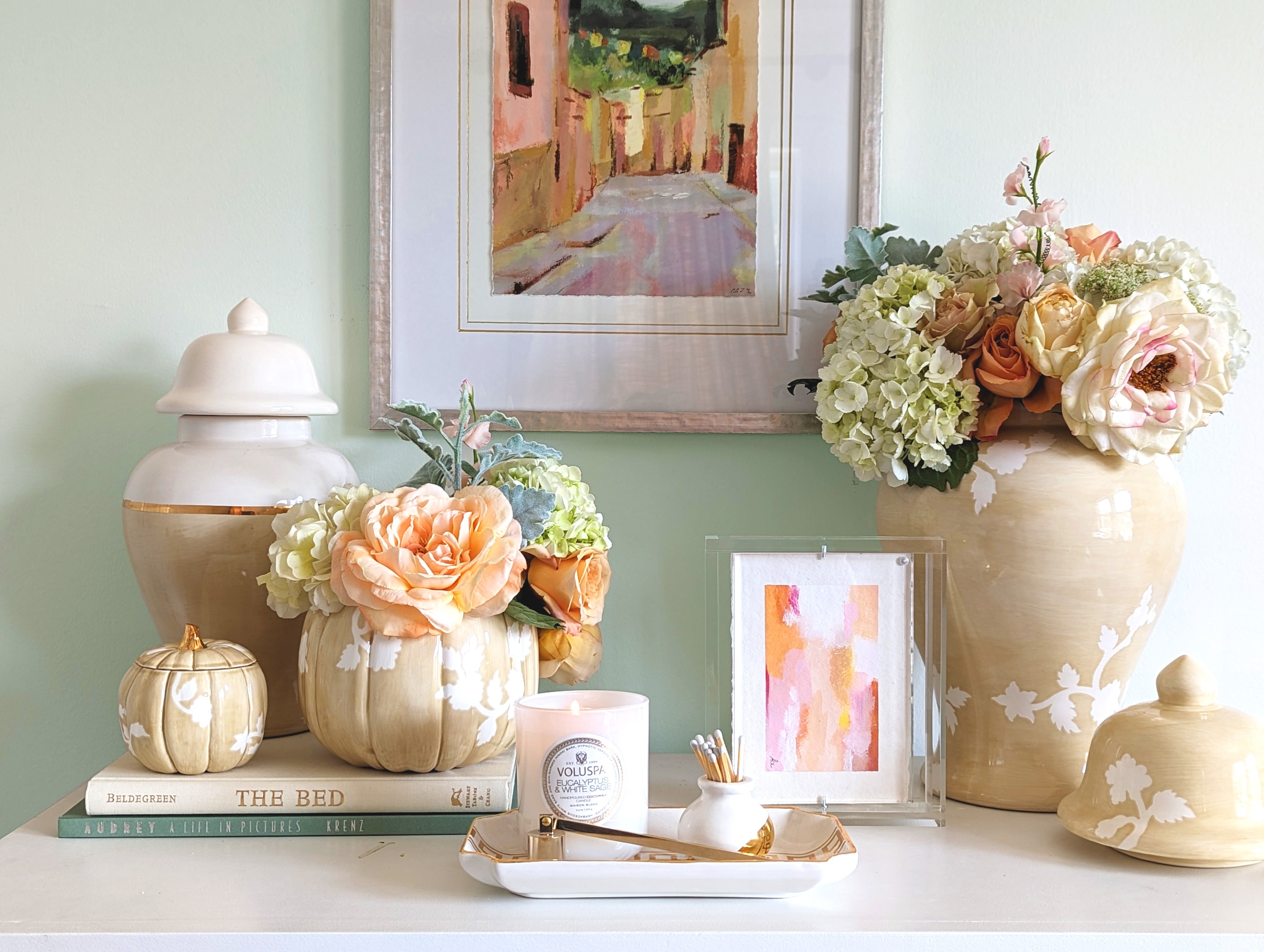 Chinoiserie Pumpkin Jars in Sand