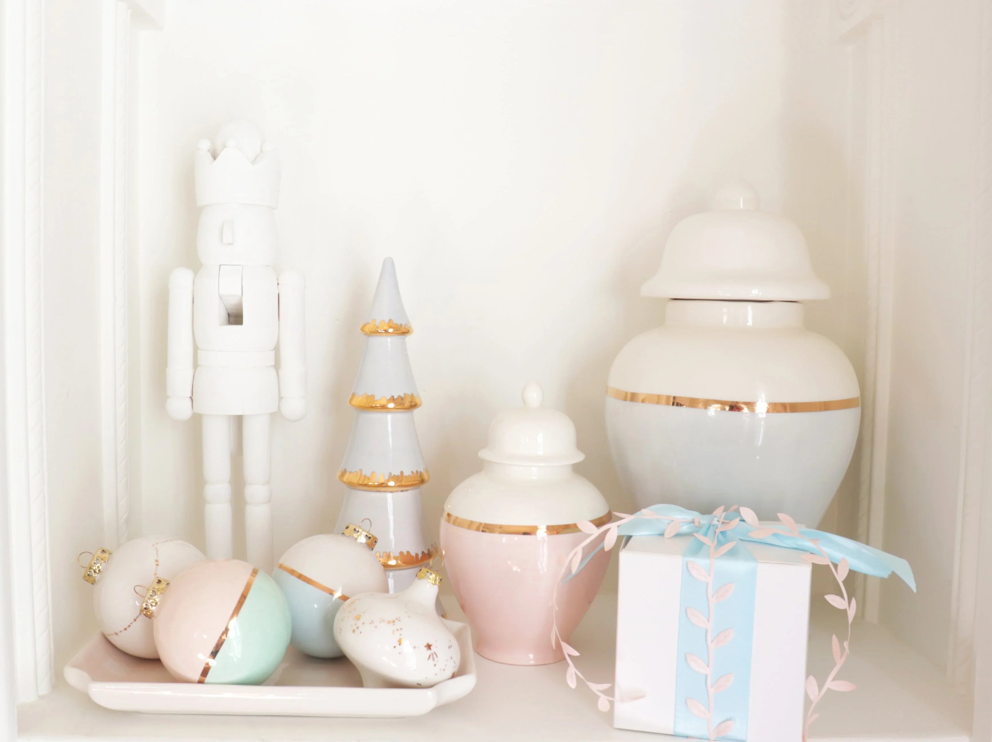 Cherry Blossom Pink Color Block Ginger Jar with Gold Accent - The Mayfair Hall