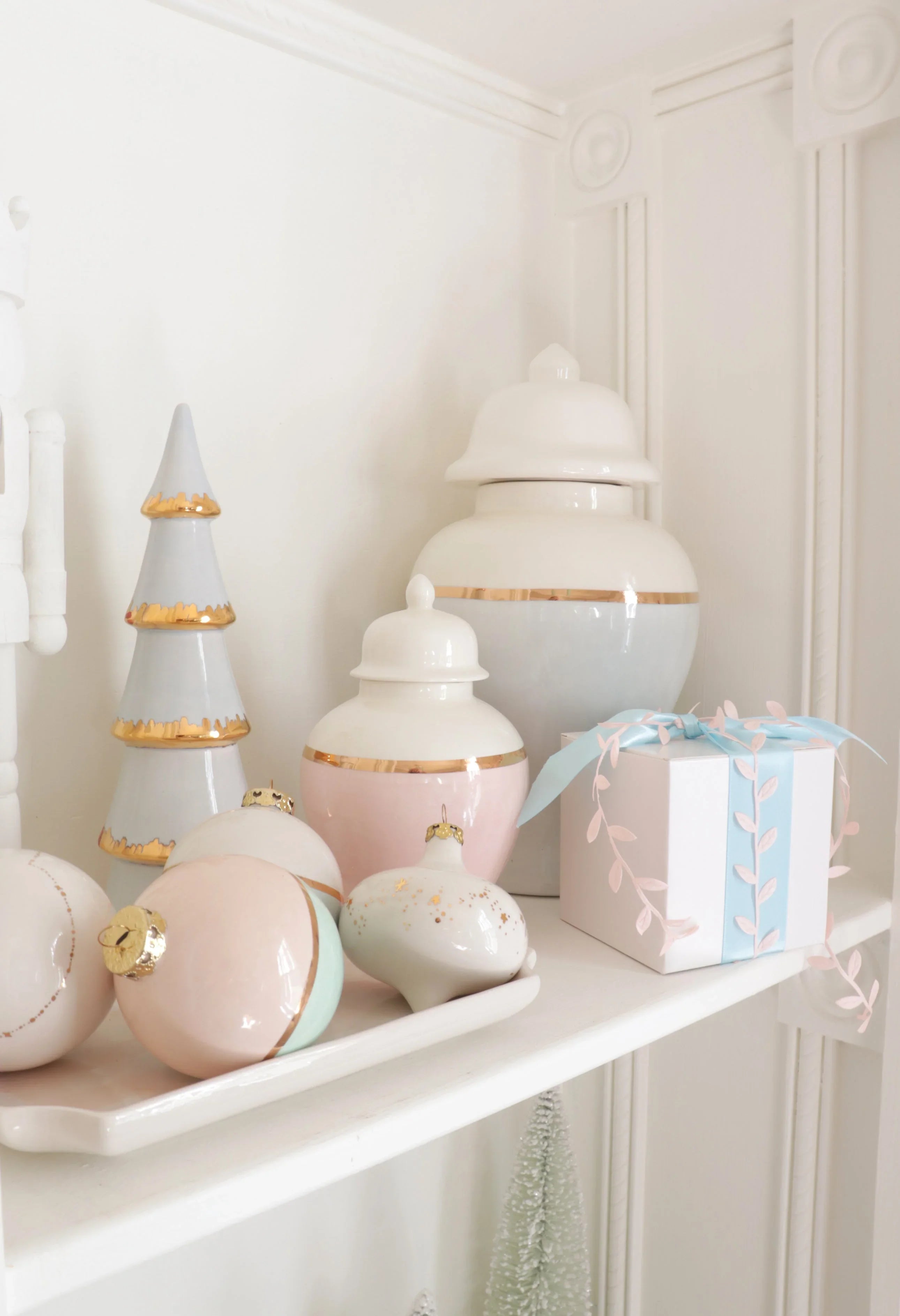 Cherry Blossom Pink Color Block Ginger Jar with Gold Accent - The Mayfair Hall