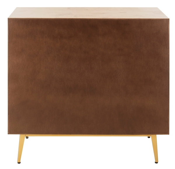 Katia 3 Drawer Wood Chest in Natural with Gold Knob