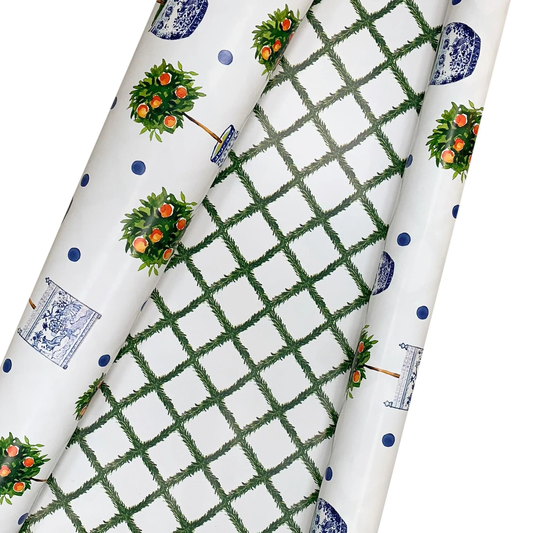 Reversible Citrus Topiary & Trellis Gift Wrap - The Mayfair Hall