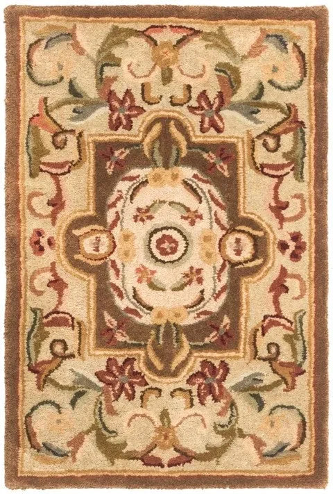 Classic Wool Rug in Beige and Olive - The Mayfair Hall
