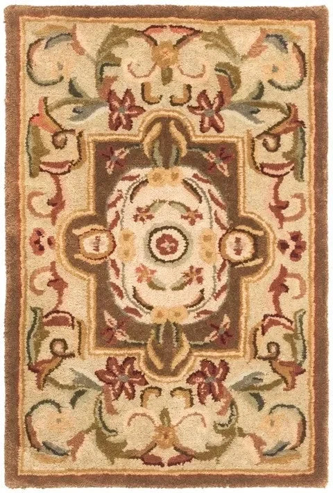 Classic Wool Rug in Beige and Olive - The Mayfair Hall