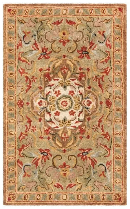 Classic Wool Rug in Beige and Olive - The Mayfair Hall