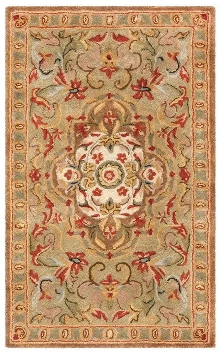 Classic Wool Rug in Beige and Olive - The Mayfair Hall