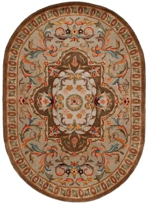 Classic Wool Rug in Beige and Olive - The Mayfair Hall