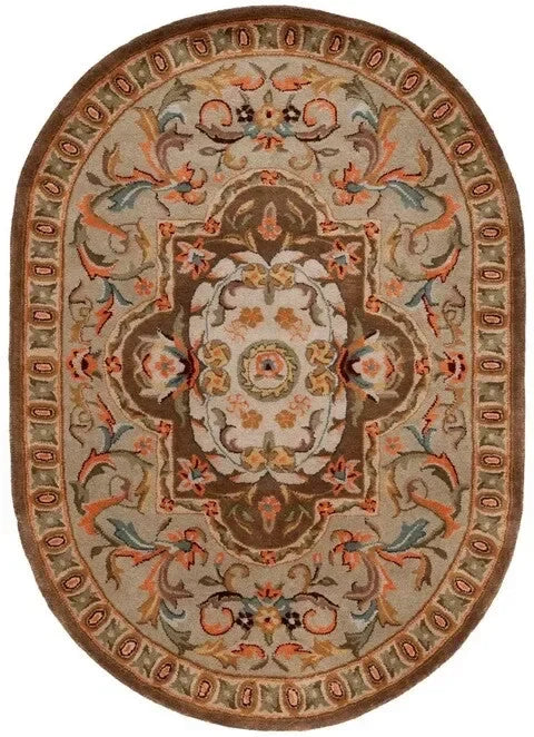 Classic Wool Rug in Beige and Olive - The Mayfair Hall