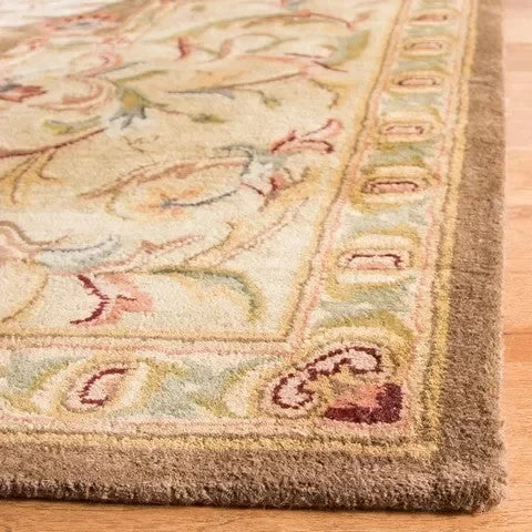 Classic Wool Rug in Beige and Olive - The Mayfair Hall