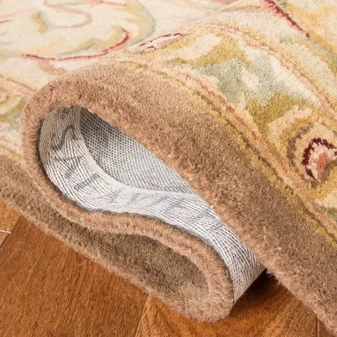 Classic Wool Rug in Beige and Olive - The Mayfair Hall