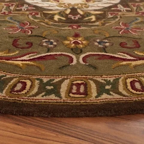 Classic Wool Rug in Beige and Olive - The Mayfair Hall