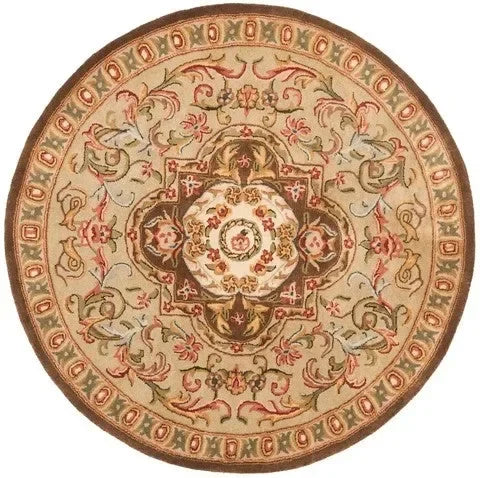 Classic Wool Rug in Beige and Olive - The Mayfair Hall