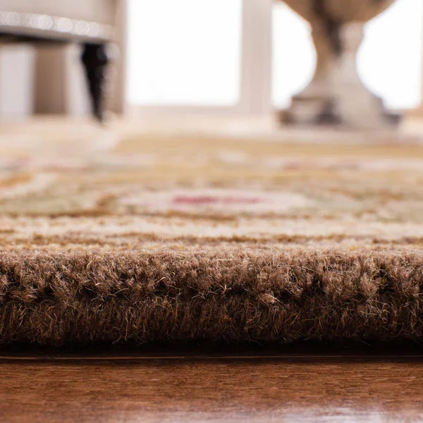 Classic Wool Rug in Light Gold and Green - The Mayfair Hall