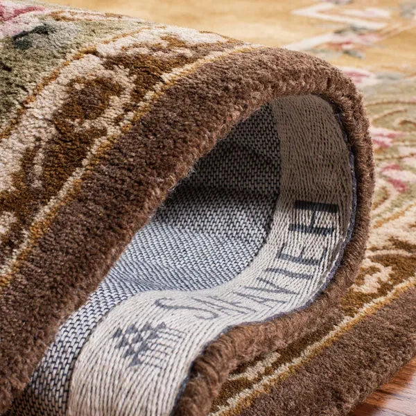 Classic Wool Rug in Light Gold and Green - The Mayfair Hall